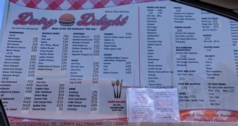 dairy delight menu.